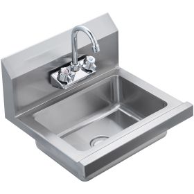 Commercial Hand Sink with Faucet, Stainless Steel Sink for Washing, Small Hand Washing Sink, Wall Mount Hand Basin, Utility Sink for Restaurant